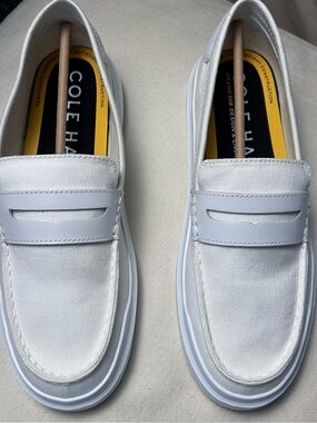 Cole Haan Women's  Canvas GrandPro Rally Penny Loafer Size 10.5 Optic White